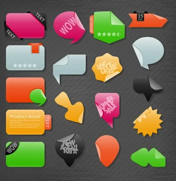 decorative stickers templates modern colorful shapes sketch