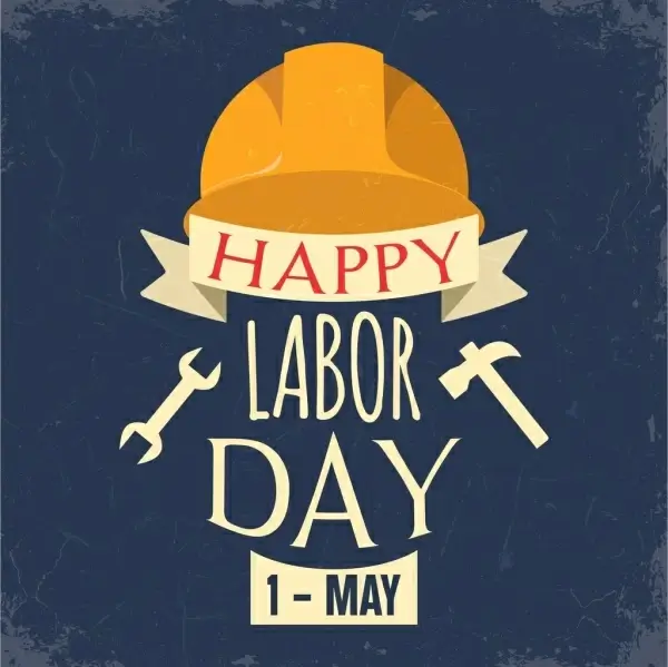 labor day banner hat tool icons texts decor