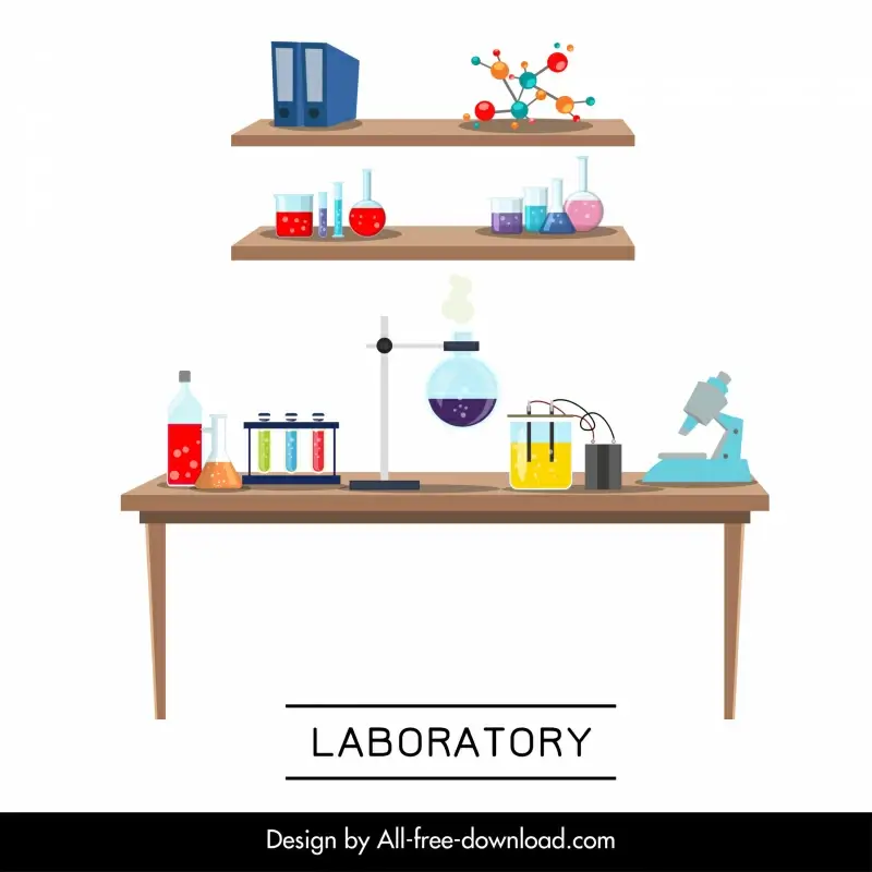   laboratory room design elements chemistry test tools sketch