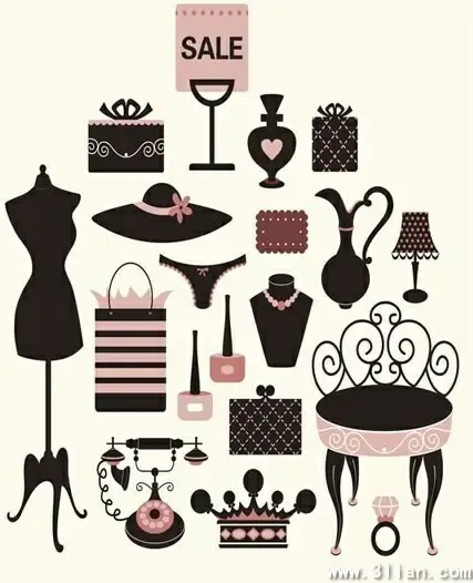 lady accessories design elements products objects icons
