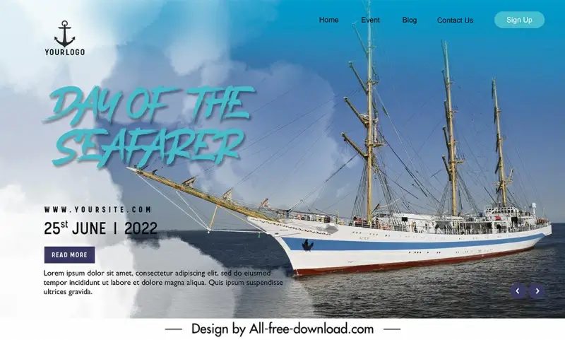 landing page international day of the seafarer template elegant realistic vessel sea scene decor