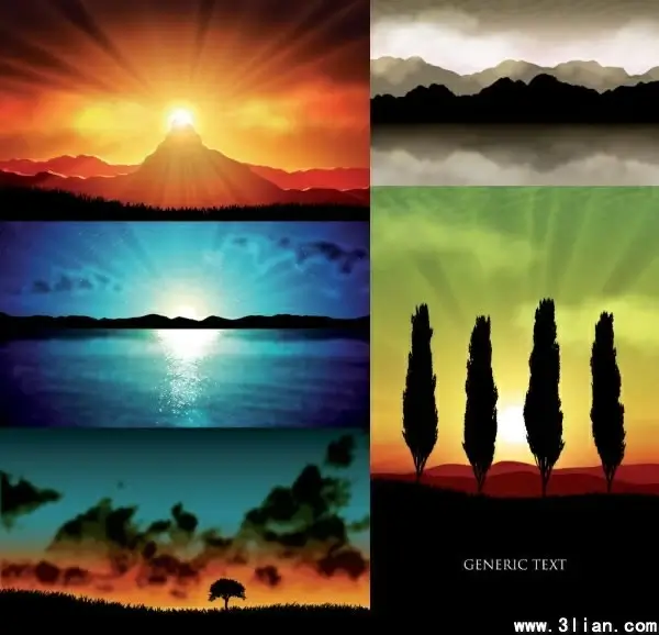 landscape background templates sunset theme colorful design