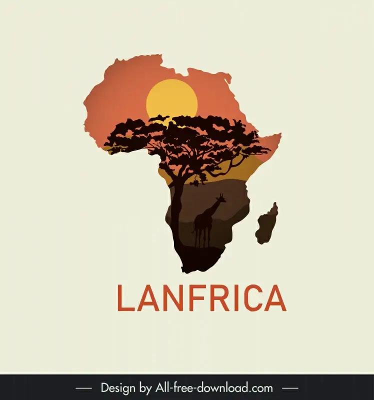 lanfricaicon sign template scenery silhouette african map sketch 