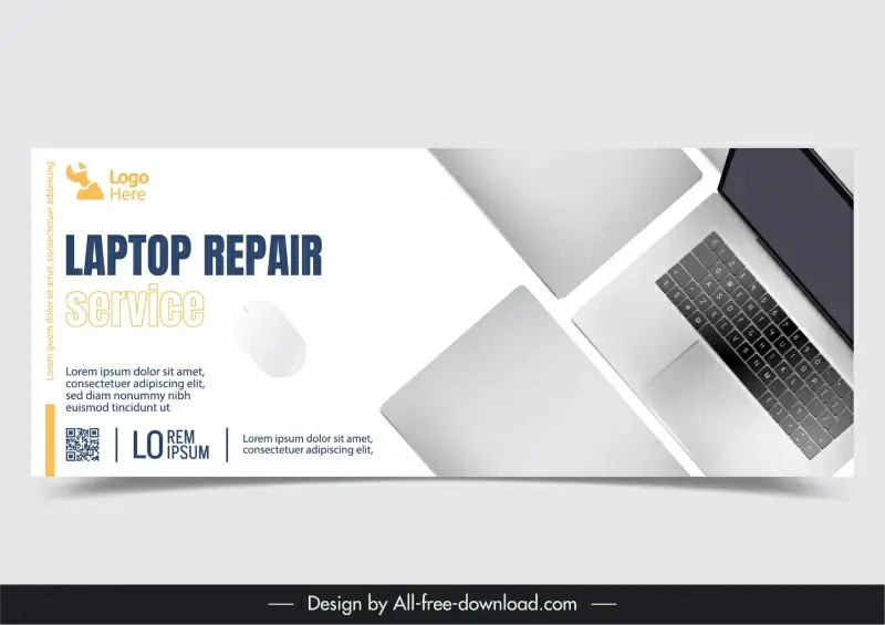  laptop repair banner template elegant laptop mouse device 