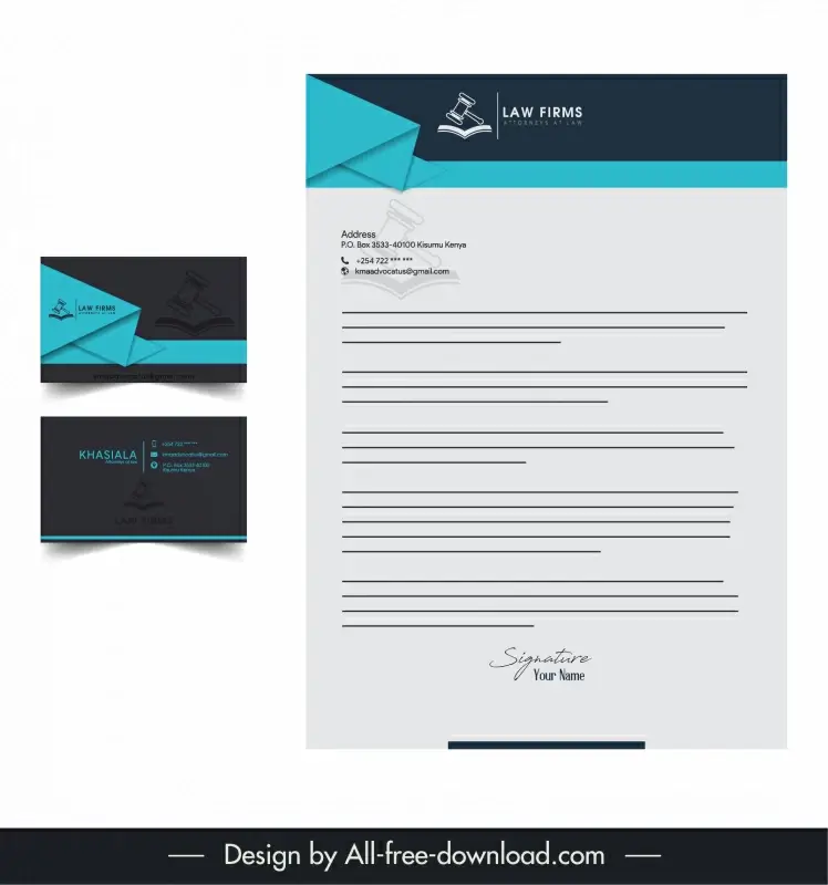 law films letter head business card template contrast elegant geometry   