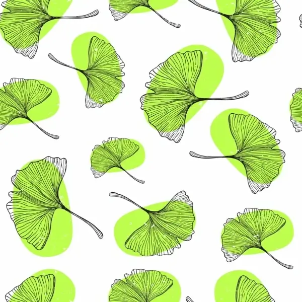 leaf background green icons repeating design