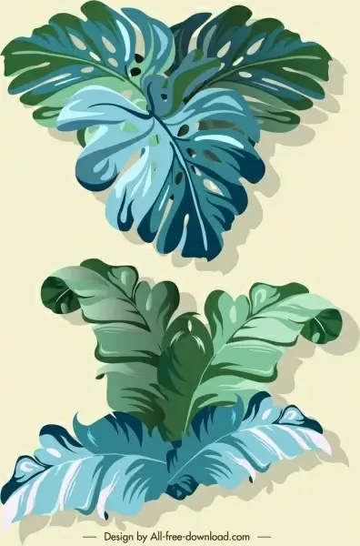 leaf icons green design 3d sketch
