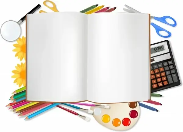 education background colorful tools objects bright modern