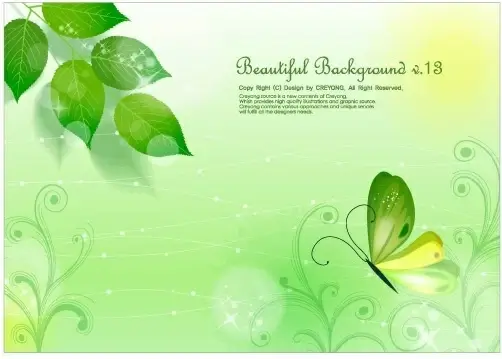 leaves and butterflies vector fantasy background
