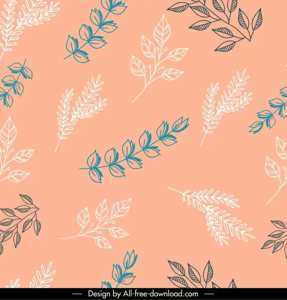 leaves background branches sketch flat handdrawn