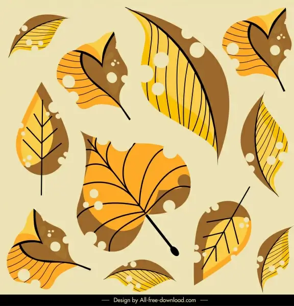leaves painting classical yellow brown handdrawn decor