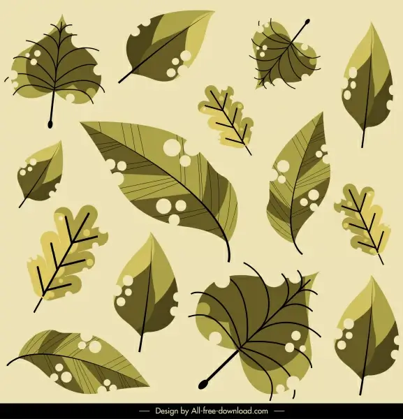 leaves pattern classic green handdrawn sketch