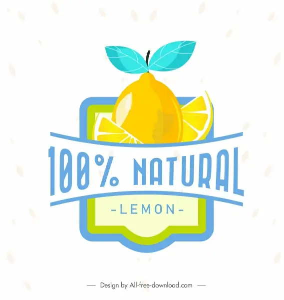 lemon badge template simple flat slices ribbon decor
