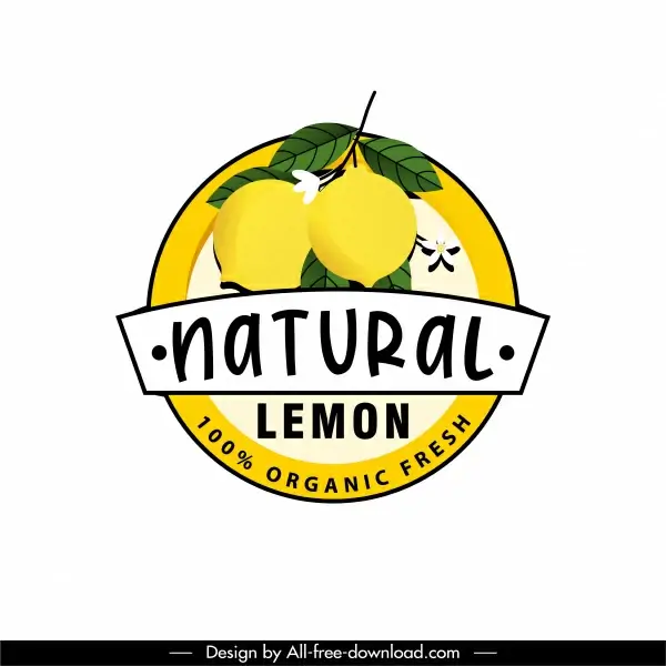 lemon fruit label template colored classic decor