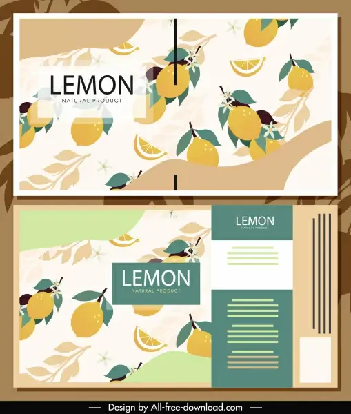 lemon label template classical flat fruits decor