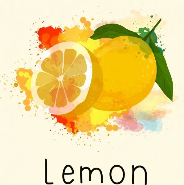 lemon painting grunge watercolor decoration