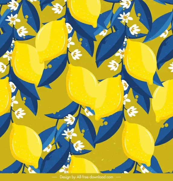 lemon pattern colorful classical blooming decor