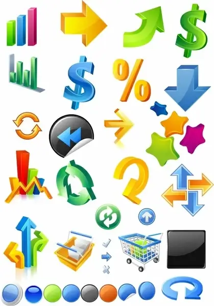 sales design elements shiny colorful 3d icons