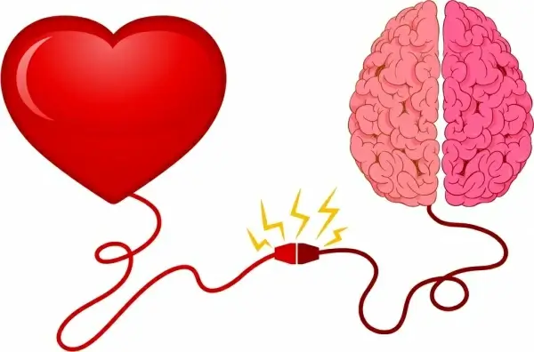 life mechanism concept heart brain electricity icons