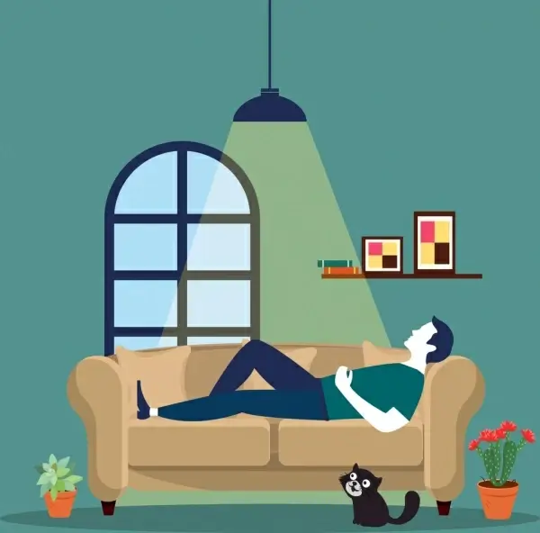 lifestyle background relaxed man icon cartoon design