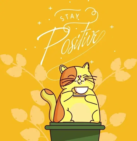lifestyle banner relaxed cat icon cute cartoon design