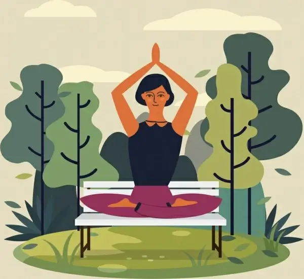 lifestyle painting yoga woman icon cartoon design