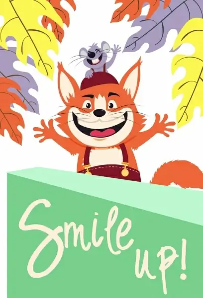 lifestyle poster joyful mouse cat icons funny cartoon