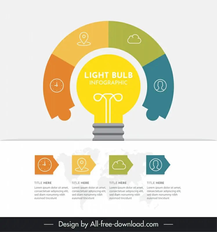 light bulb infographic symmetric curves section layout 