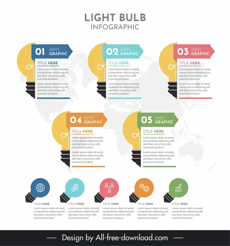 light bulb infographic template flat elegant design 