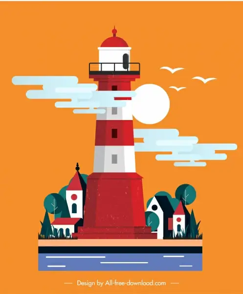 lighthouse painting colorful classic design