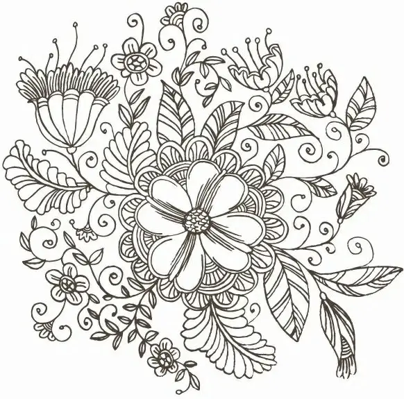 Line Drawing Swirl Flower Pattern Vector Graphic