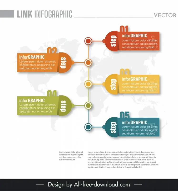 link infographic  template  flat chart blurred world map
