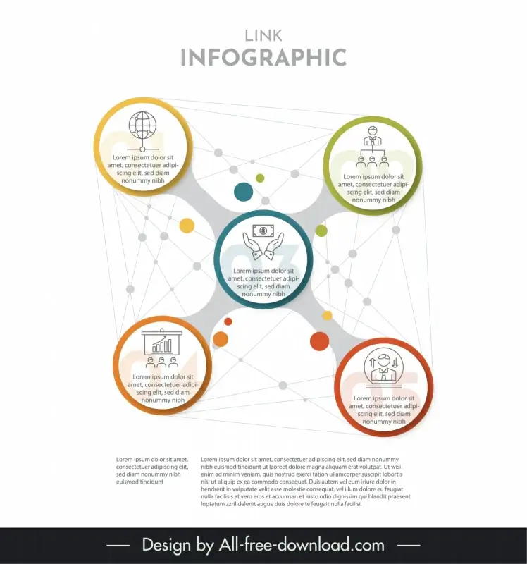 link infographic  template flat circles lines connection
