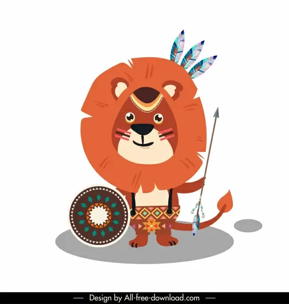 lion animal icon ethnic costume sketch stylized cartoon