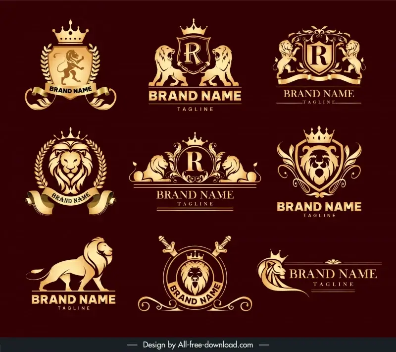 lion logo templates collection elegant luxury 