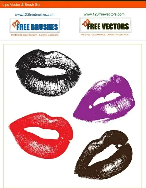 lips free vector and photoshop brush