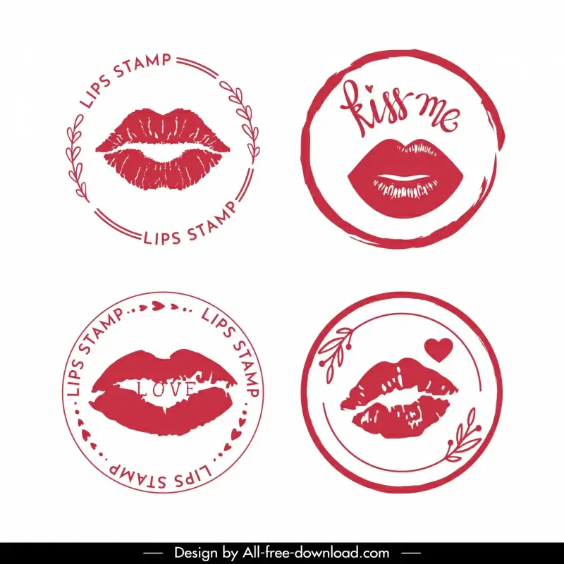 lips stamp templates circle classic design 