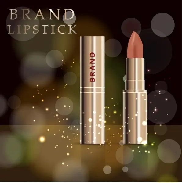 lipstick advertisement realistic design bokeh light ornament