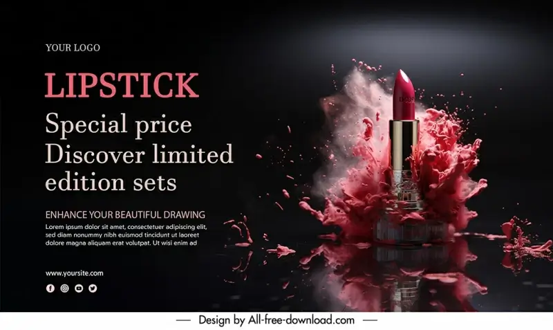 lipstick banner template dynamic motion effect contrast design