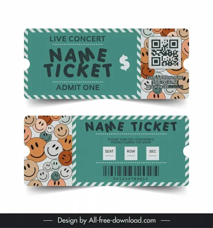 live concert ticket template cute dynamic emoticons 