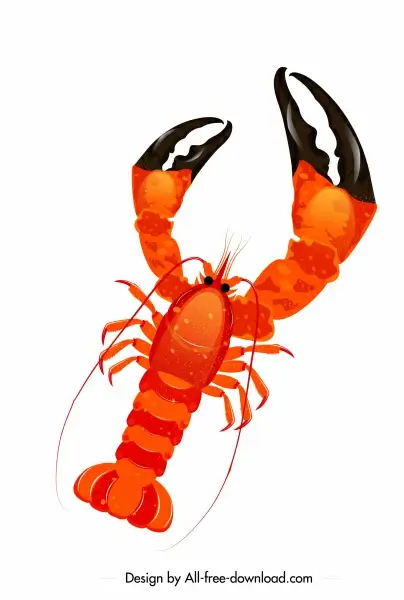 lobster icon huge claw sketch red black design