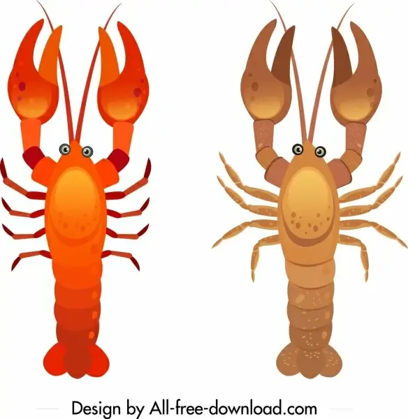lobster icons shiny brown red sketch