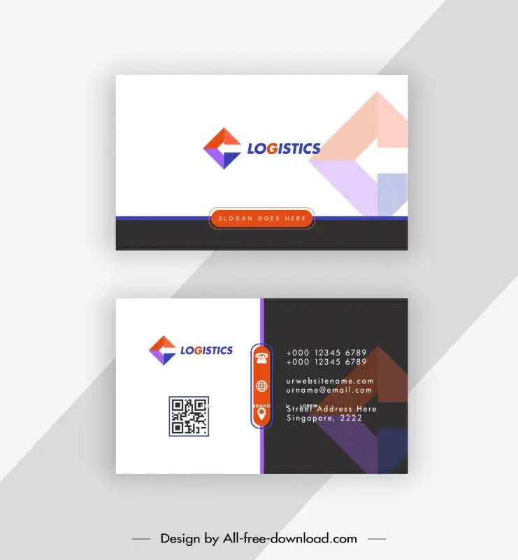 logistics business card template modern flat elegant blurred geometric logotype decor