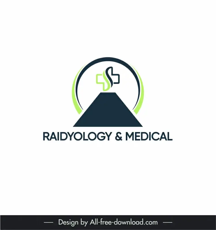 logo 2 in 1 raidyology center medical lab symmetric circle geometric shape medical cross sketch