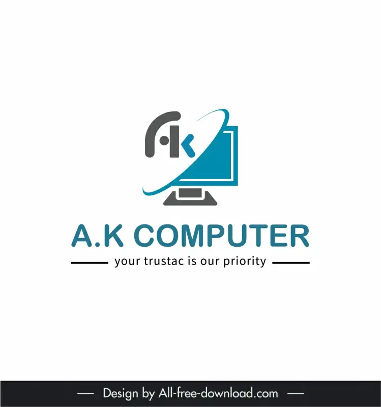 logo ak computer template modern flat computing texts sketch