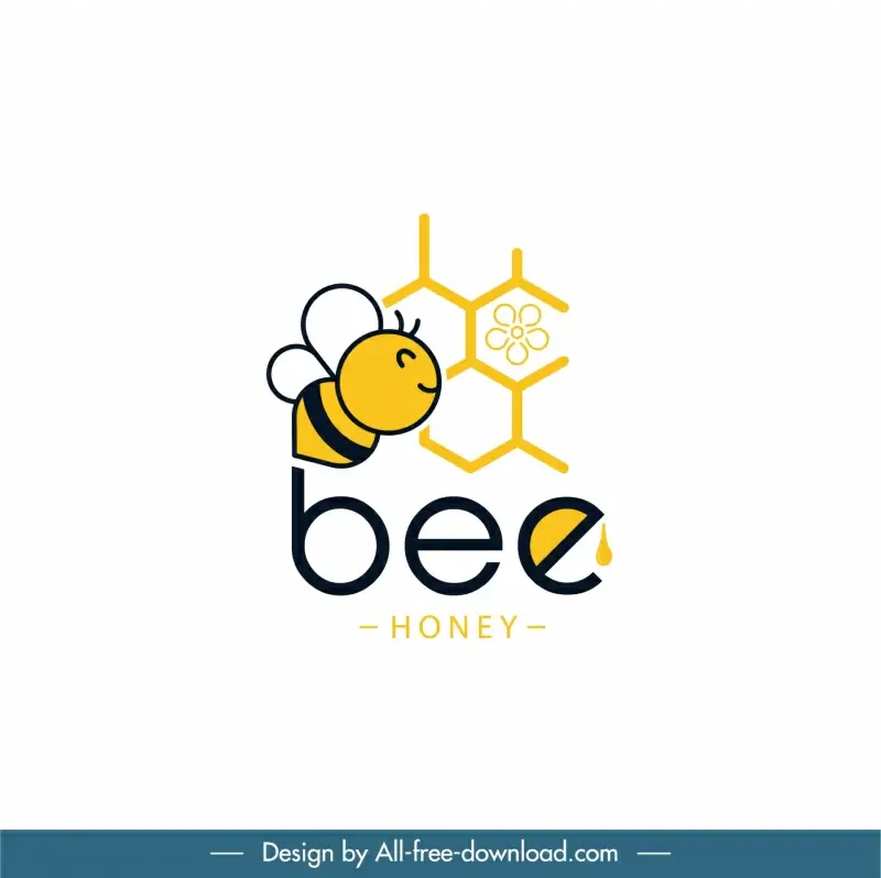 logo bee flat handdrawn cartoon sketch