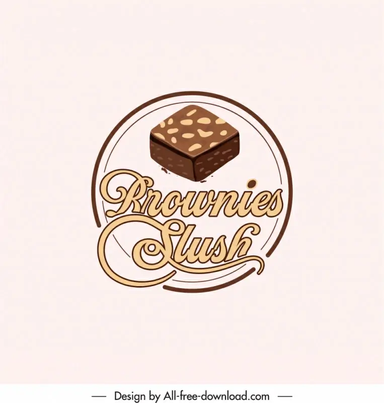 Logo brownie slush chocolate cake  circle