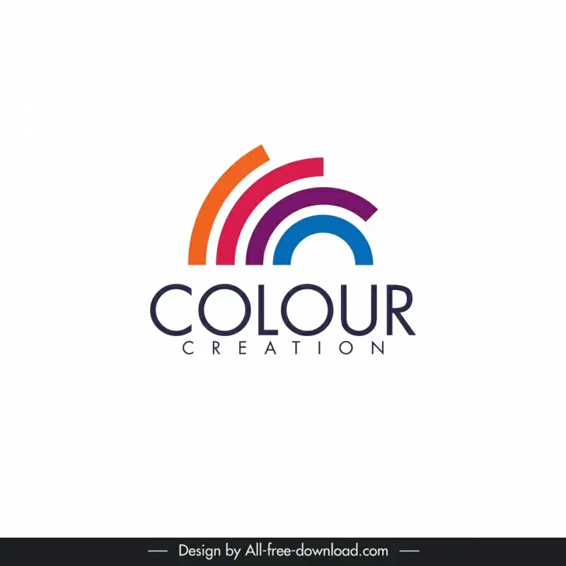 logo colour creation template elegant modern flat raibow curves texts