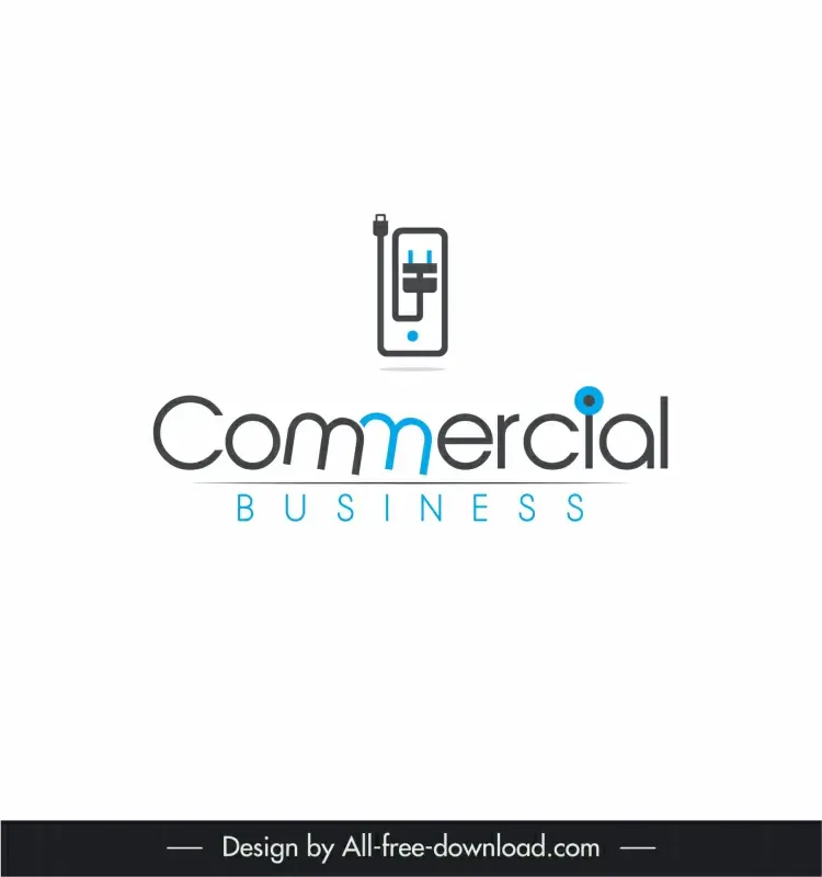 logo commercial business template flat texts plugs shapes decor