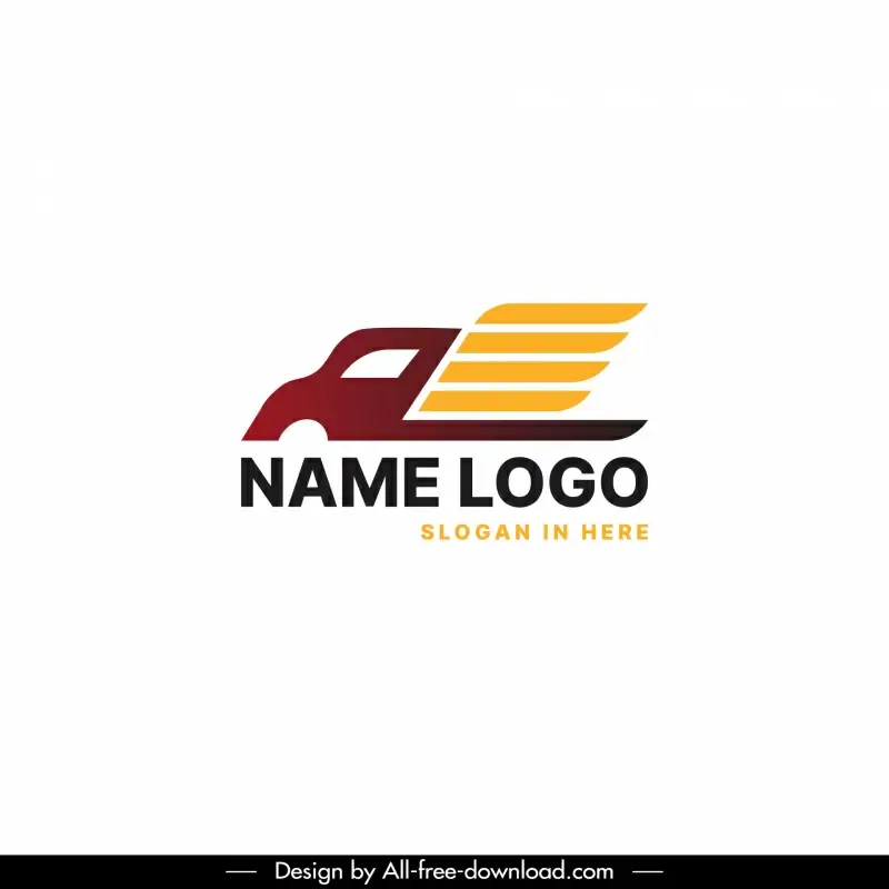 logo courier template modern flat truck wing outline